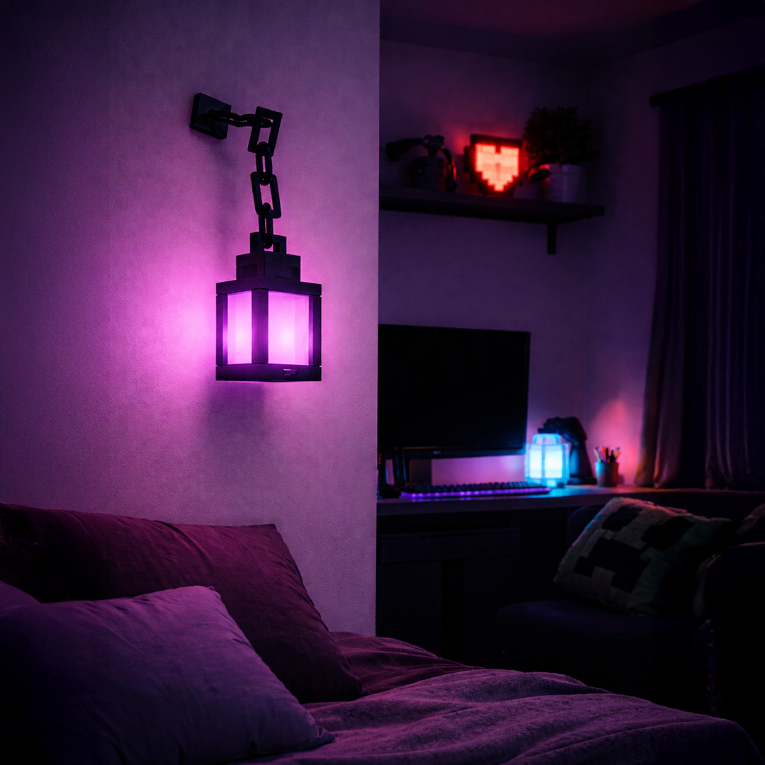 PixelSoul Retro Glow Lantern 16-Color Remote-Controlled Pixel Lantern with USB Recharge