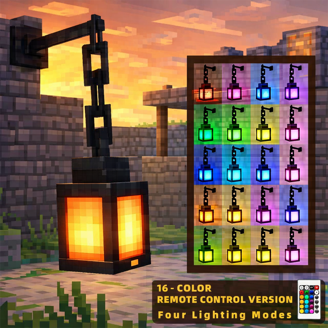 PixelSoul Retro Glow Lantern 16-Color Remote-Controlled Pixel Lantern with USB Recharge