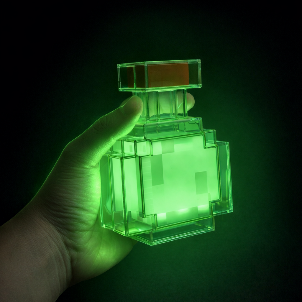 PixelPotion Glow Bottle Night Light - Color-Changing Pixel Bottle Lamp with USB-C Recharge