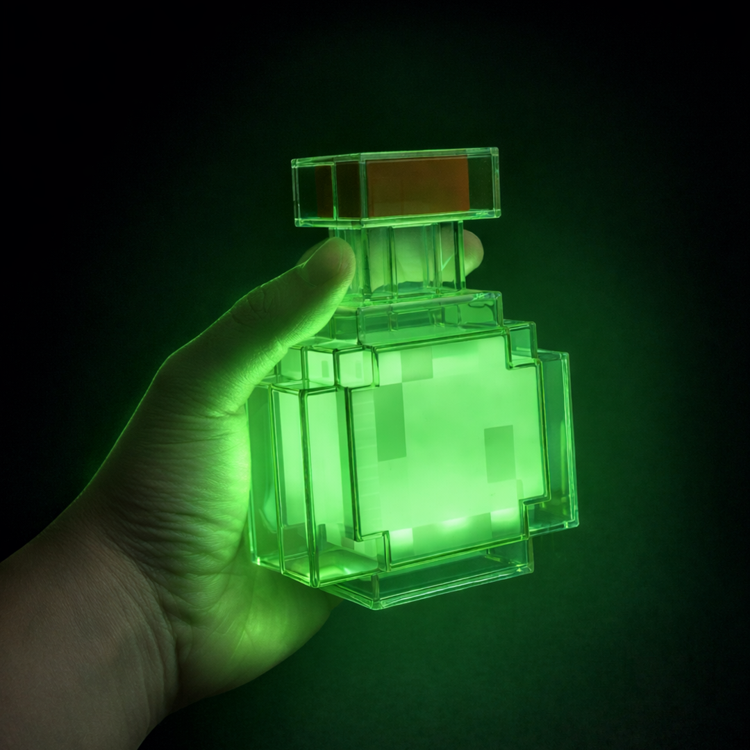 PixelPotion Glow Bottle Night Light - Color-Changing Pixel Bottle Lamp with USB-C Recharge