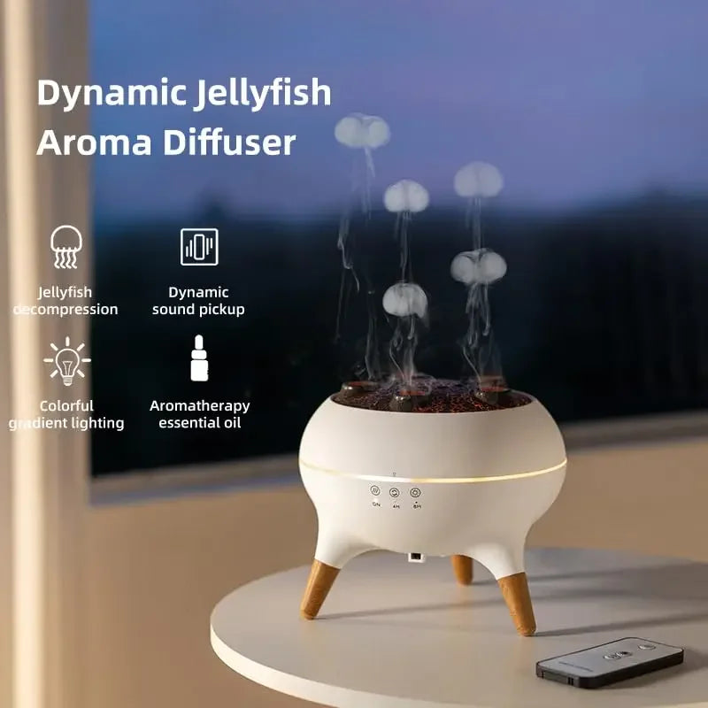 Dynamic Jellyfish Aroma Humidifier with Sound-Reactive Mist & Gradient Night Lights