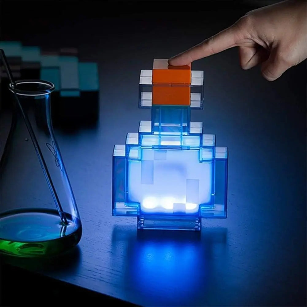 PixelPotion Glow Bottle Night Light - Color-Changing Pixel Bottle Lamp with USB-C Recharge